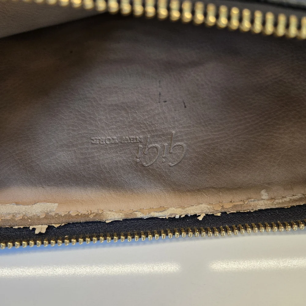 GiGi New York Black Python-Embossed Leather Clutch‎ Black